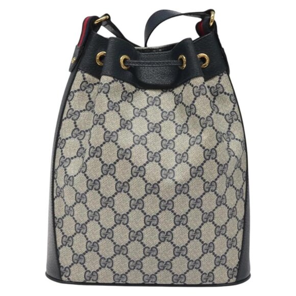 GUCCI GG Supreme Sherry Line Shoulder Bag PVC Navy Gold 41 02 034 Auth 124862 - Picture 2 of 16